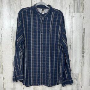 The North Face plaid button down shirt blue XL roll tab sleeves outdoor classic